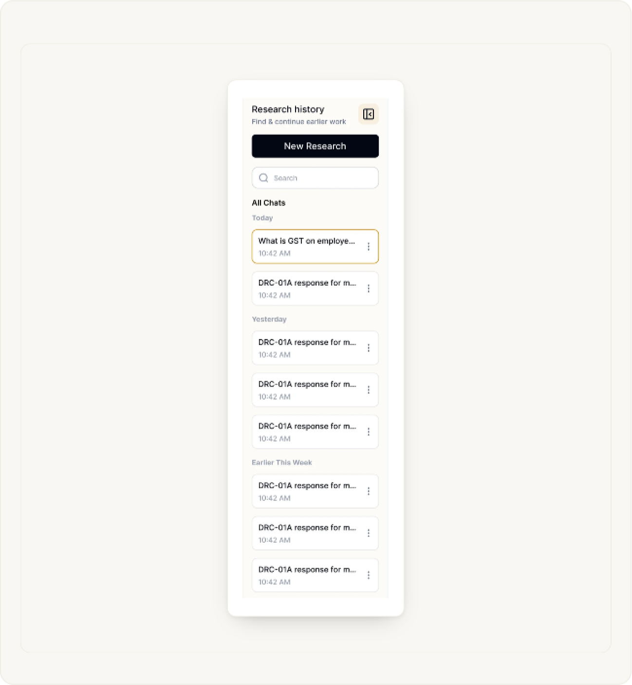 Find and manage past research